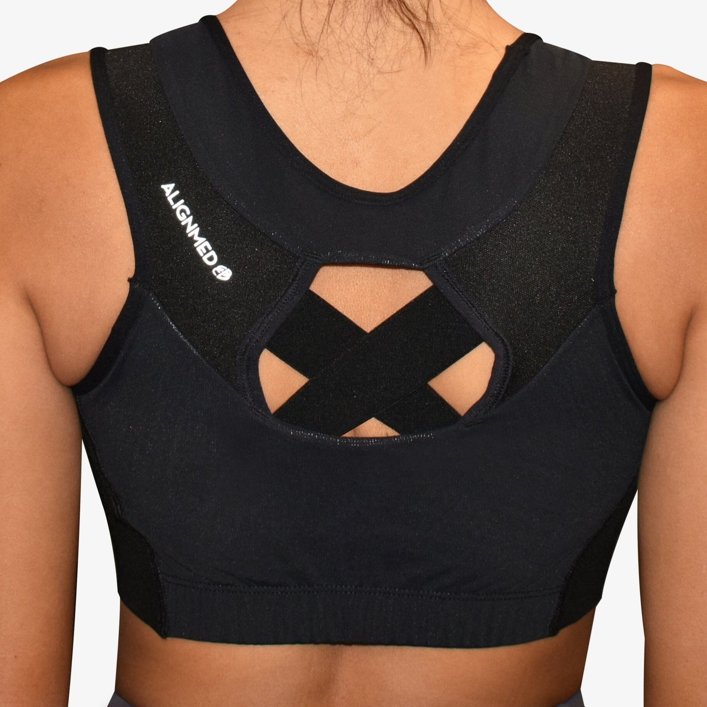 ALIGNMED PULLOVER POSTURE SPORTS BRA FOR WOMEN - BLACK