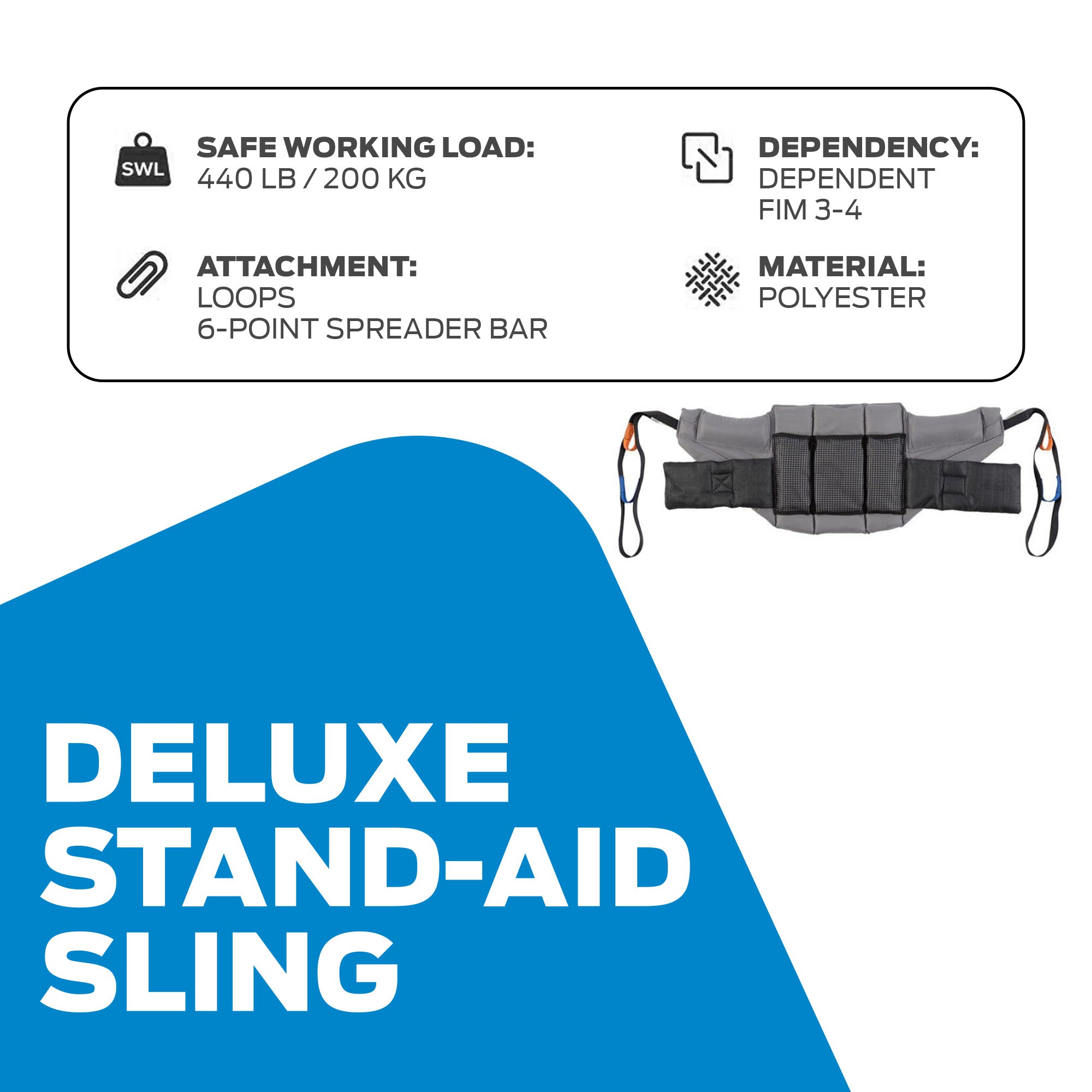 Joerns Hoyer Deluxe Stand-Aid Sling | 440 lbs Capacity | Stand Assist