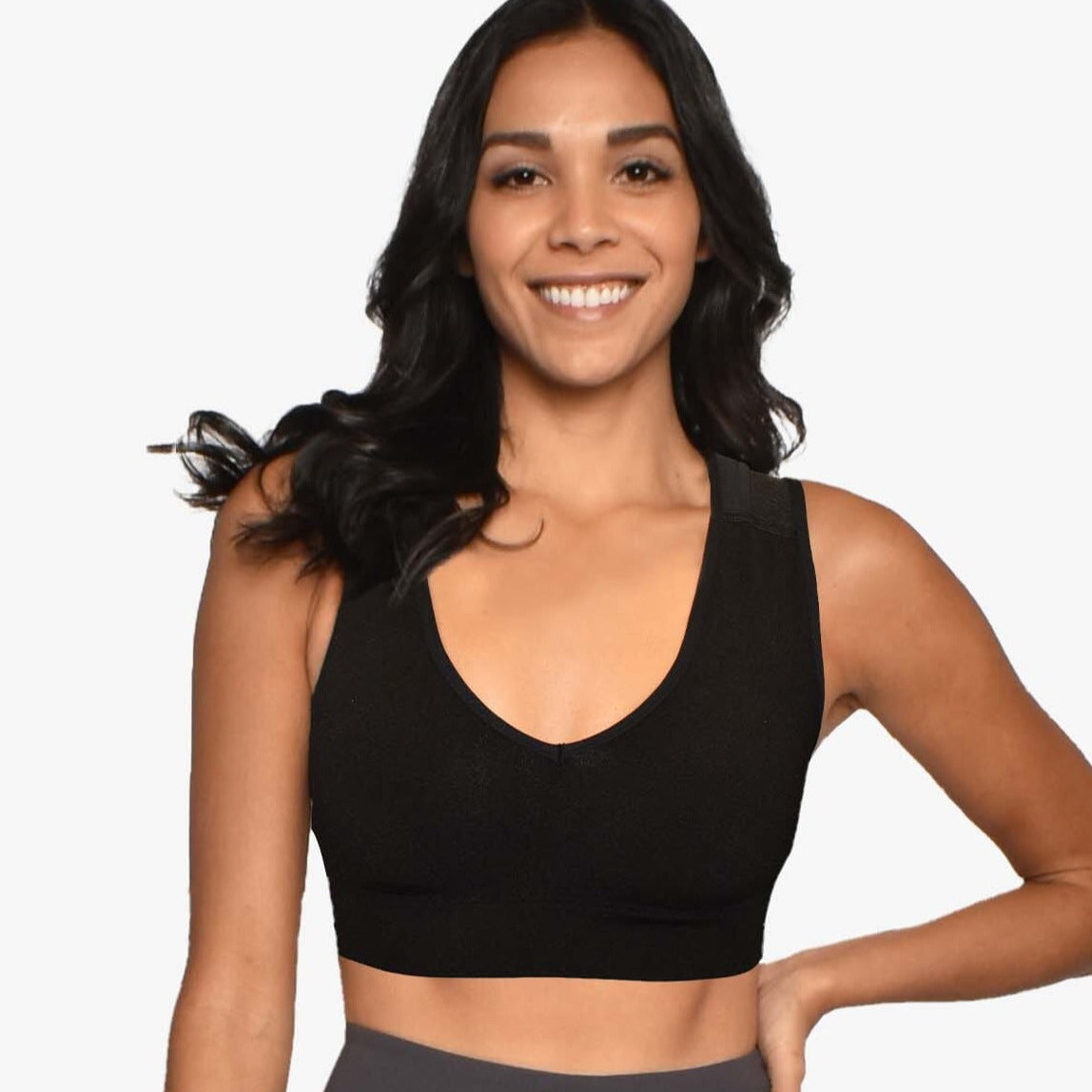 ALIGNMED PULLOVER POSTURE SPORTS BRA FOR WOMEN - BLACK